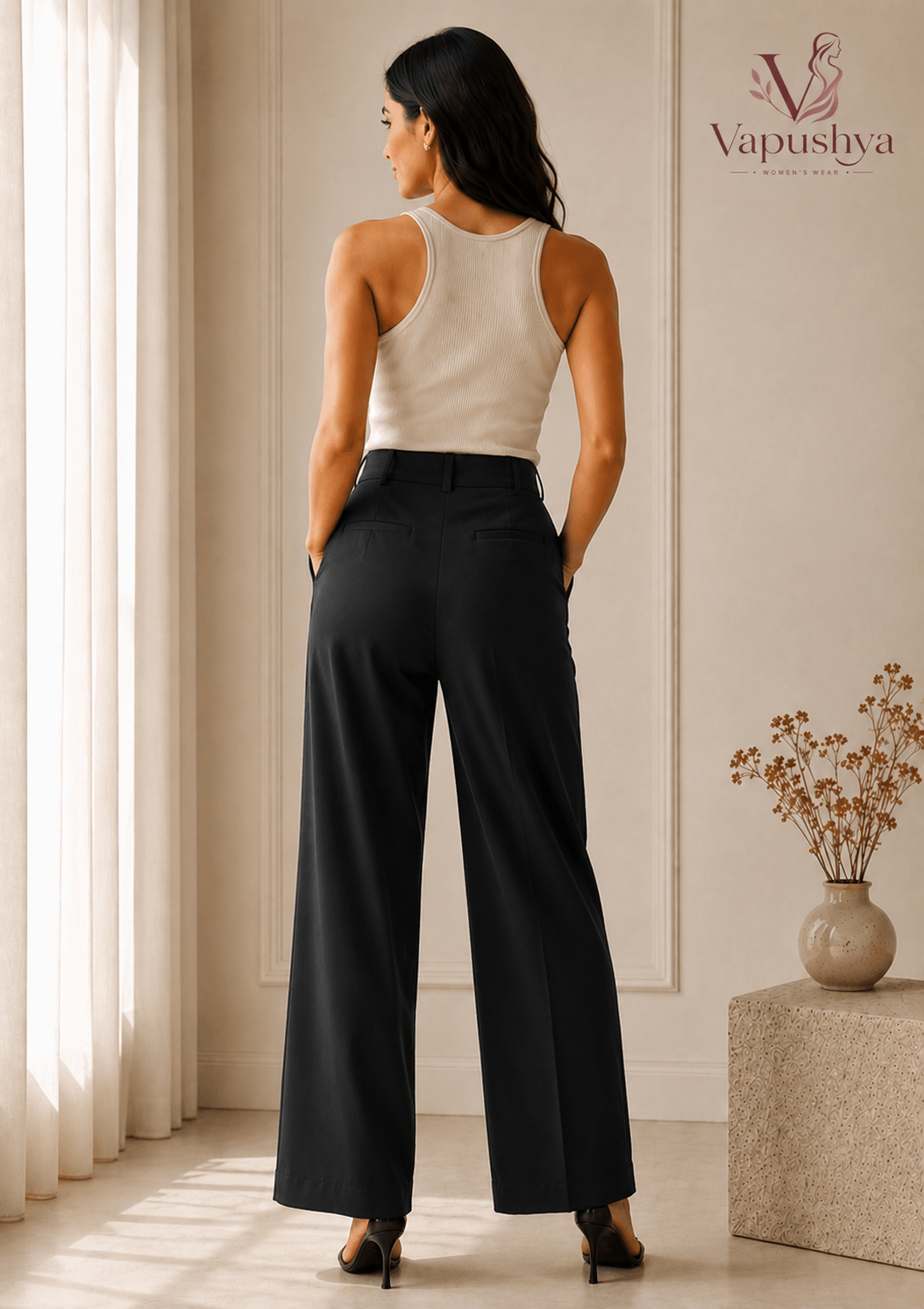 Black High Waist Wide Leg Pants