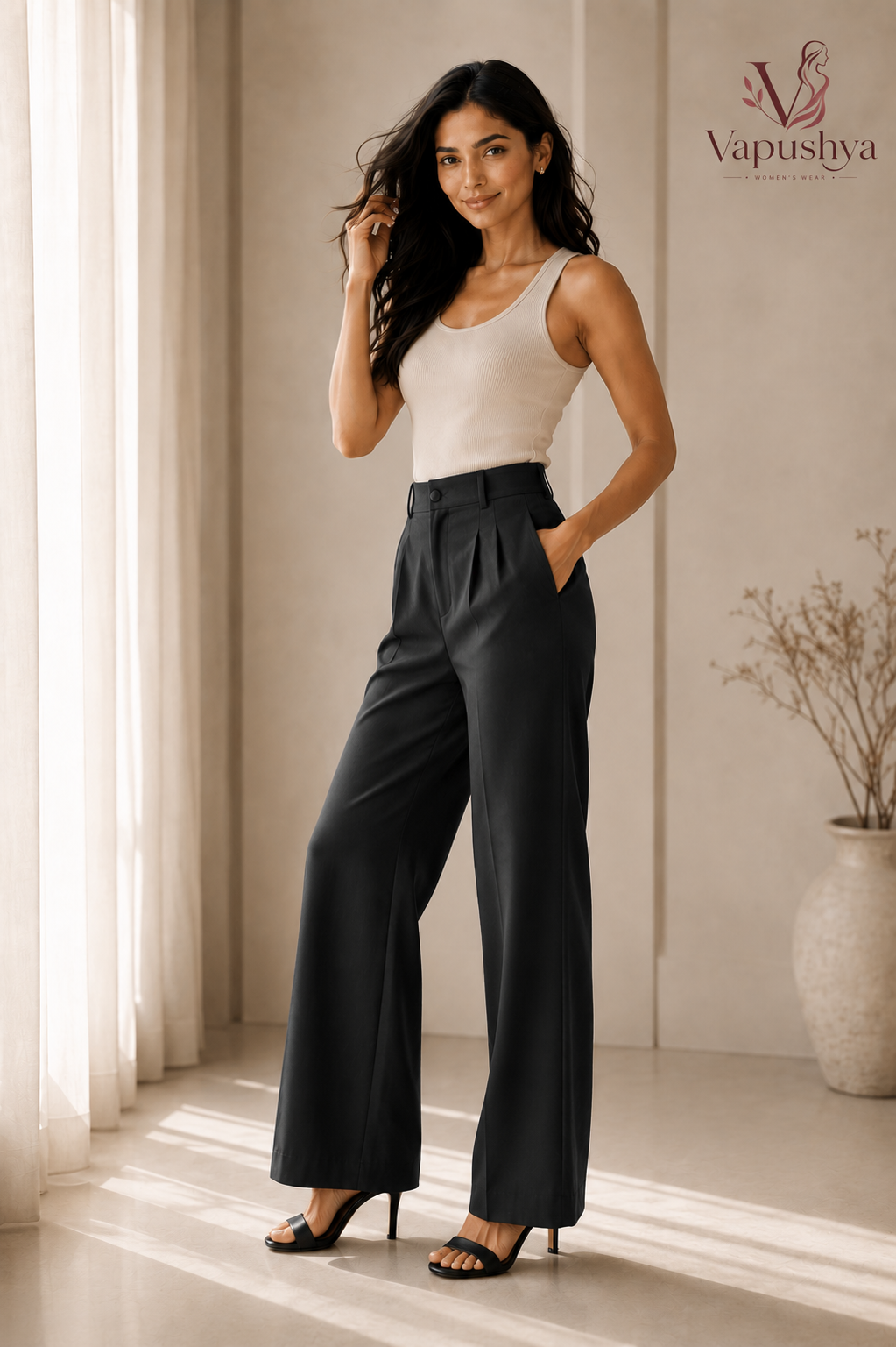 Black High Waist Wide Leg Pants