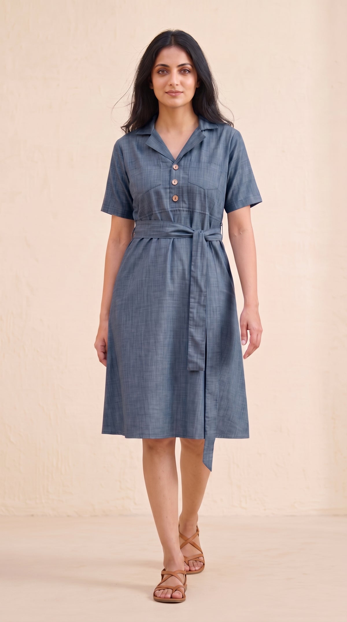 Denim Waist-Belt Frock