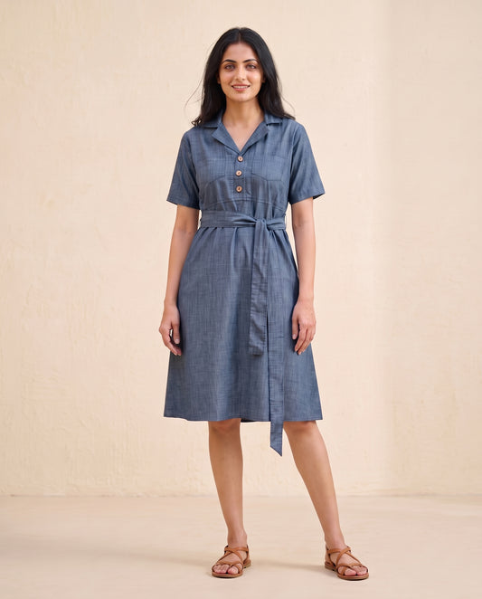 Denim Waist-Belt Frock