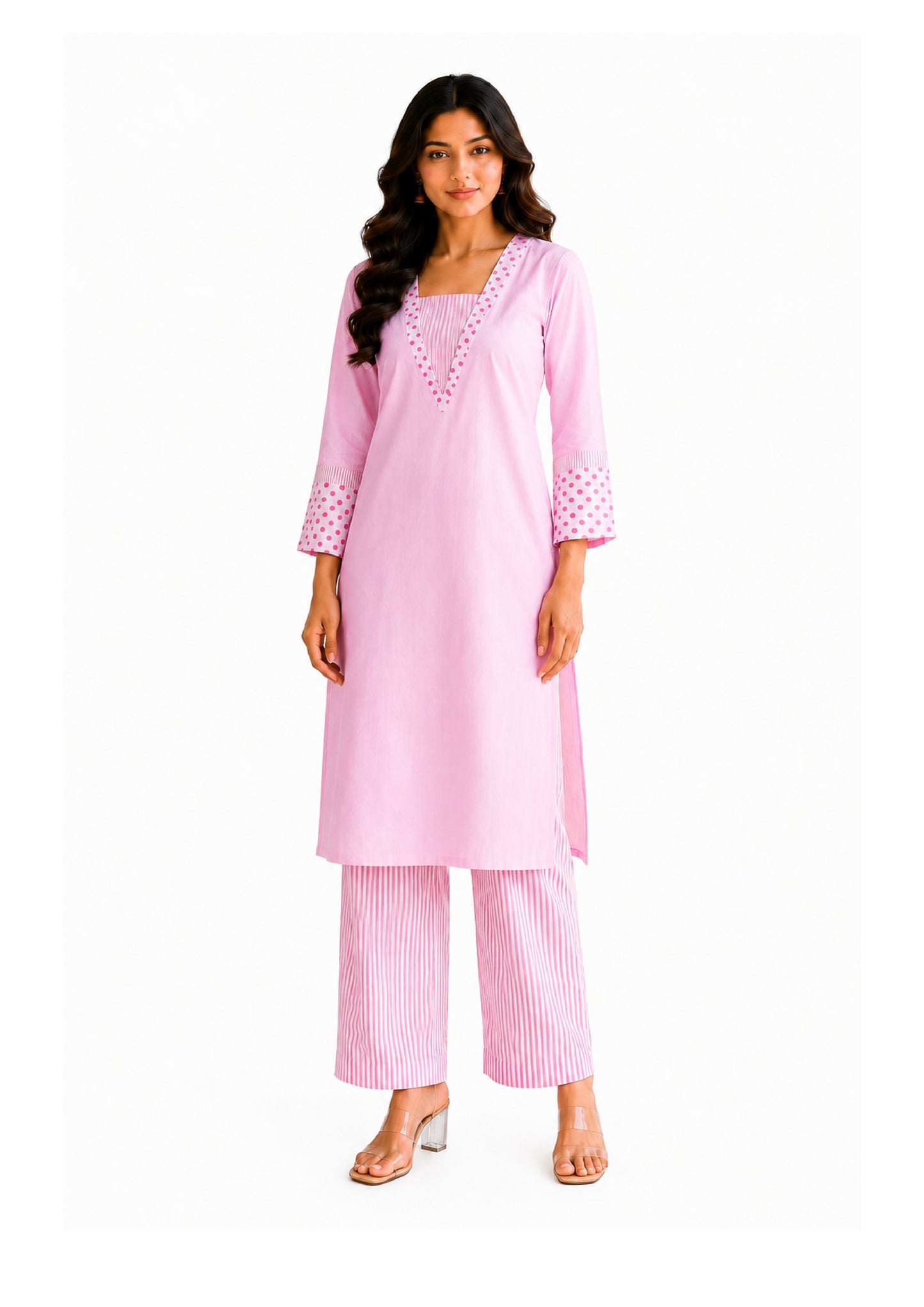 Polka Pastel Kurti & Pant Set