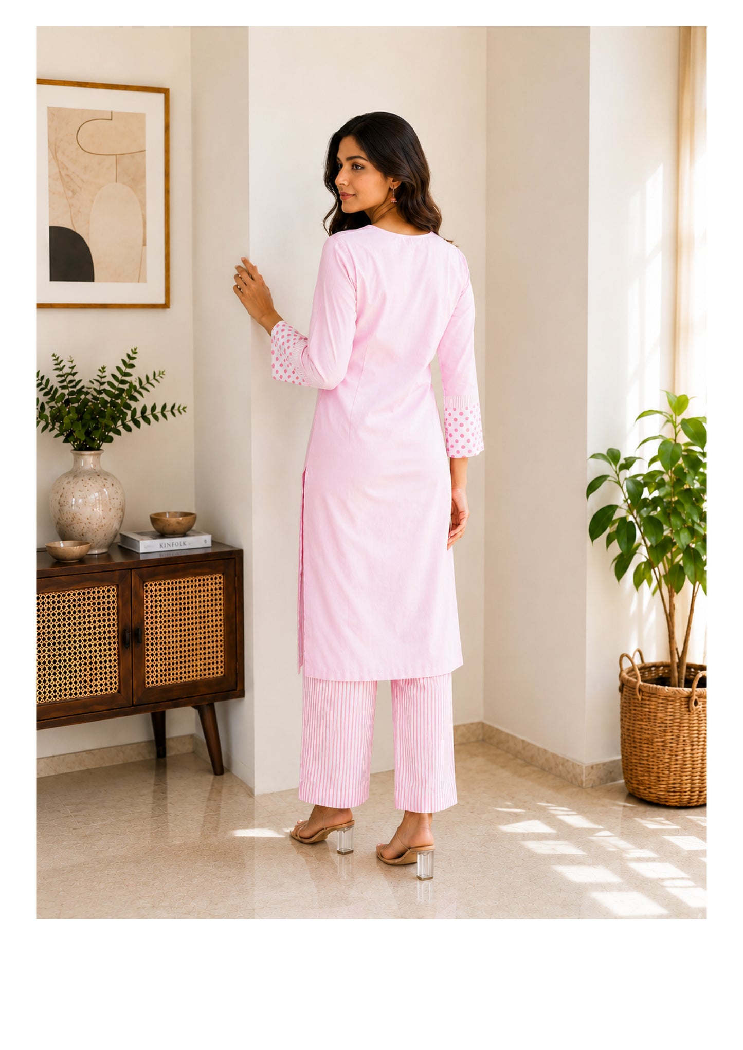 Polka Pastel Kurti & Pant Set